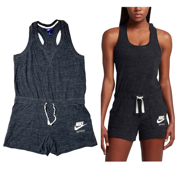 Nike Pants - Nike Gym Vintage Racerback Romper in Heathered Grey Women’s Sz M